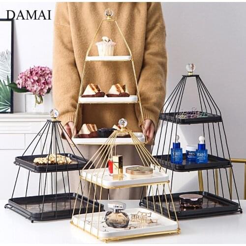 Natural Marble Ceramic Cake Trays Large Three Layers Dried Fruit Dessert Plates Afternoon Tea Pastry Food Display Storage Tray