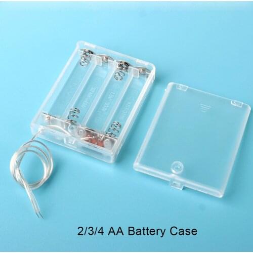 2/3/4 New 2 AA 2A Battery Holder Box Case AA Battery Holder Box Transparent Case Batteries Organizer with Switch