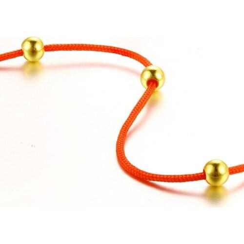 New 24K Yellow Gold Pendant Women 4mmW DIY Round Bead 3PCs