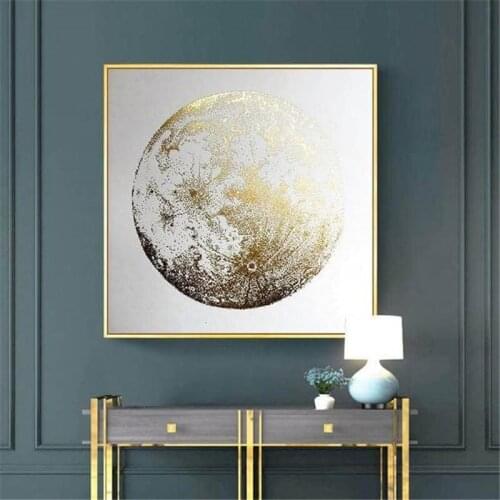 One Piece Luxury Gold Abstract Canvas Painting Square Living Room Sofa Decor Poster Modern Cuadros Wall Art Dropship Home Decor