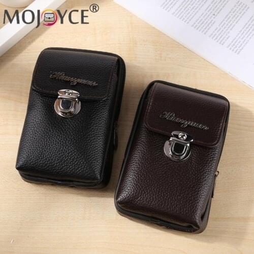 Casual All-match Outdoor Travel Shopping Zipper Flap Small Fanny Packs Fashion Men PU Leather Belt Phone Mini Waist Bag