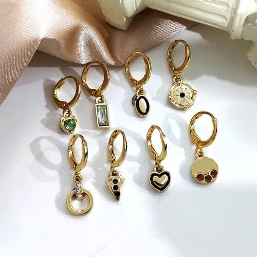 JUST FEEL New Tiny Hoop Earrings For Women Gold Color Round Heart Rhinestone Cartilage Hoop Earrings Jewelry Endless Earrings