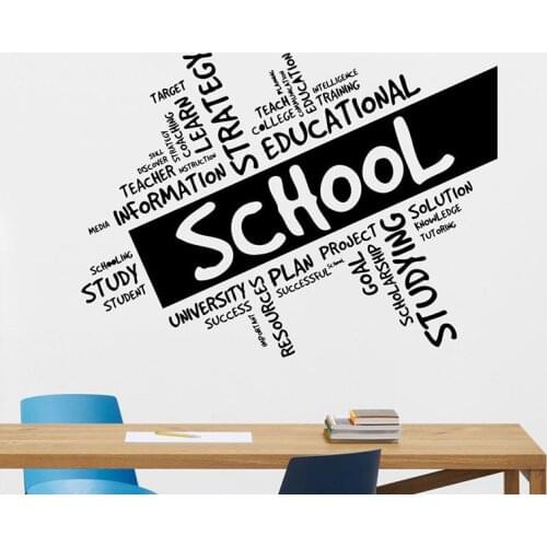 School Wall Decal Education Motivation Door Window Vinyl Stickers Art Poster Classroom Interior Decor Lettering Wallpaper E613