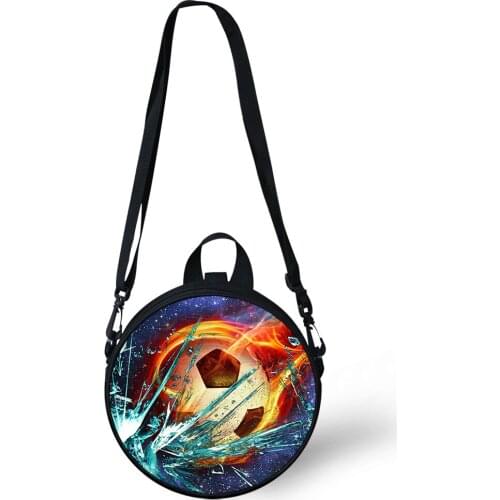 ELVISWORDS Cool Fire Ball Ice Printing Messenger Bags For Boys Girls Round Satchels Teenager Crossbody Bag Shoulder Bags Bolsa