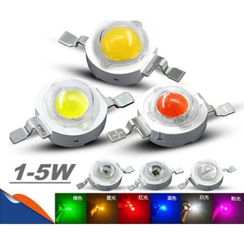 5PCS High power led lamp beads 1W3W5W / white red green blue yellow powder light / flashlight spotlight / stage par light