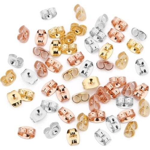 50pcs/lot Stainless Steel Earring Back Plug Earring Settings Base Ear Stud Back Ear Stopper for DIY Jewelry Finding Wholesale