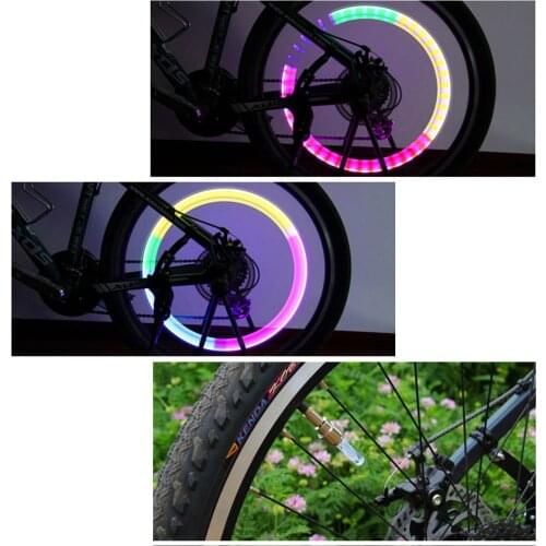 1 Pair Rainbow Bicycle Valve Lights Wheel Spokes Tire LED Light Tire Valve Cap Cycling Lantern Lamp Bike Accessories Light Decor