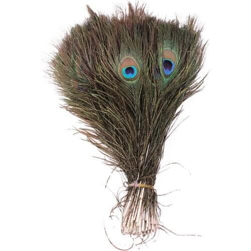 10Pcs Real Peacock Feather Trimmed Peacock Eye Costumes Necklace Accessories Decorative Wedding Decoration Plumes Fly Tying