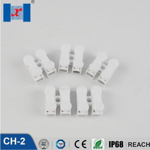 100pcs CH-2 2p Spring Wire Quick Connector With No Welding No Screws Splice Cable Clamp Terminal 2 Way Easy Fit Led Strip