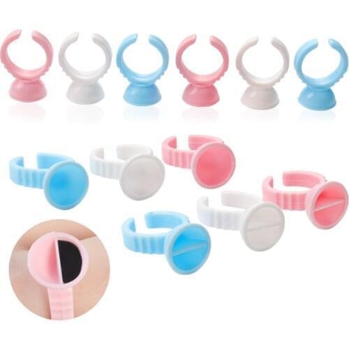 100 pcs Disposable Tattoo ring cup Adhesive Pallet For Eyelash Extension Glue Holder container Tattoo Pigment Makeup Tools