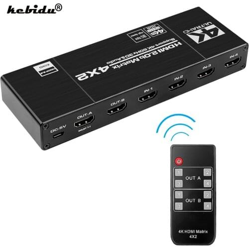 4x2 HDMI-compatible Switcher Audio Extractor 4K 60Hz Switch Remote With ARC & IR Remote Control Switch HDMI-compatible 1080P