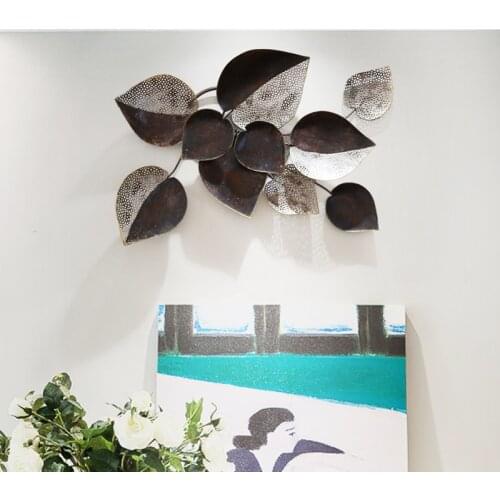 American Wrought Iron Leaf 3D Wall Sticker Decor Home Livingroom Background Wall Mural Crafts Clubs Porch Wall Hanging Ornaments
