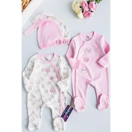 Babymod Cute Teddy Bear Baby Girl Double Long Sleeve Jumpsuit Set