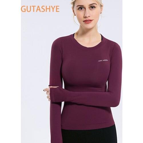 GUTASHYE Seamless Long Sleeve Sport Top Fitness Women Tshirt Running Workout Yoga Top Sports Tops Gym Jersey Top Sport Tshirt