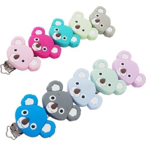Chenkai 10PCS Cute koala Silicone Pacifier Clip Animals holder Teethers For DIY Baby Nursing Soother Clips Chains Accessories