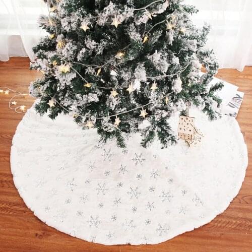 Christmas Tree Decor Snowflake White Christmas Tree Skirt Tree Foot Carpet For Xmas Decorations Xmas Christmas Gift High Quality