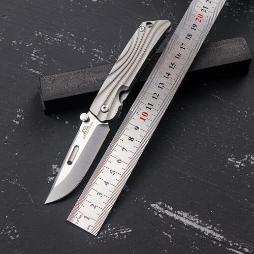Feiqian EDC portable folding knife aus-10 steel outdoor life saving knife high hardness sharp knife titanium handle fruit knife