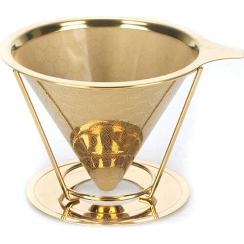 NHBR Pour Coffee Filter Wide Metal Base Reusable Stainless Steel Coffee Dripper Paperless Coffee Filter