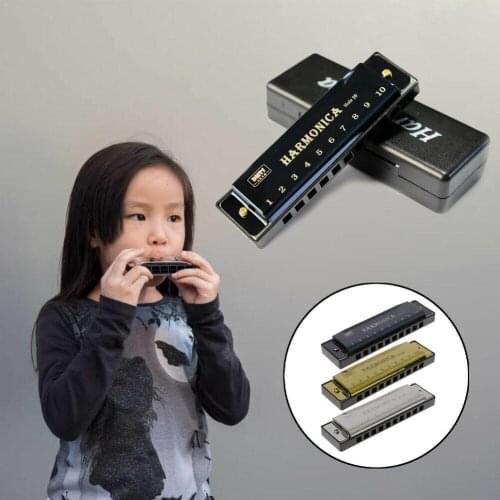 Harmonica 10 Holes Harp 20 C Tone Diatonic Harp key C mouth organ Education Jazz Blues band Early Baby Training Sense Music D9X4
