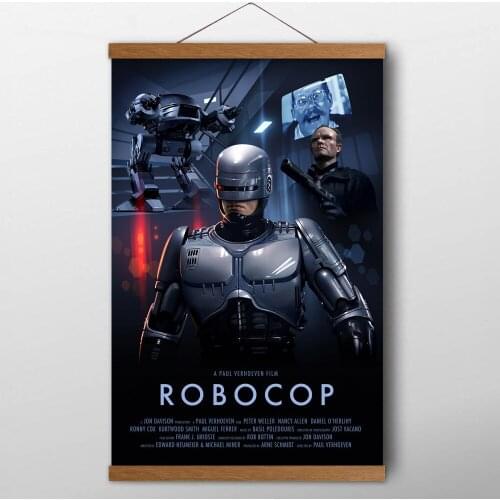 Movie Robocop 1987 Artwork Vintage Posters and Prints Wall Art Canvas Paintings With Solid Wood Scrolls for living room Decor