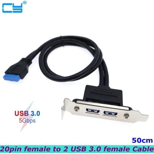Bracket motherboard 20-pin to 2-port USB 3.0 female back panel connector computer connector cable adapter with PCI slot board
