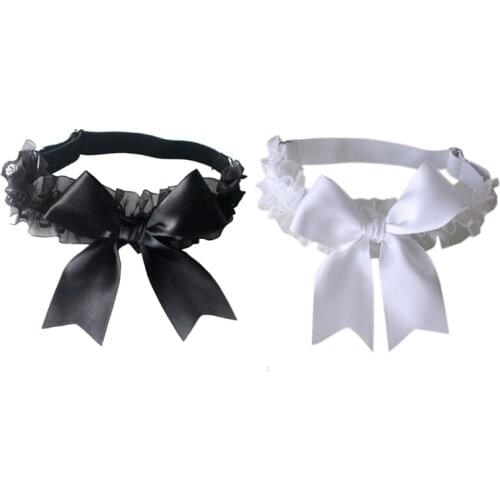 K3NF Japanese Lolita Ruffled Lace Leg Ring Sweet Satin Bow Knot Bridal Wedding Party Elastic Garter Belt Stretch Thigh Harness