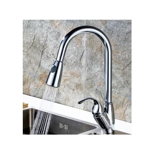Kitchen hot and cold pull out faucets, single handle sink mixer tap can be rotated