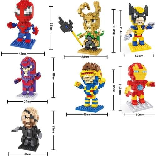 Hot marvel super hero avenger Cyclops Nick Fury Magneto ironman LOKI spiderman Wolverine figures brick micro diamond blocks toys