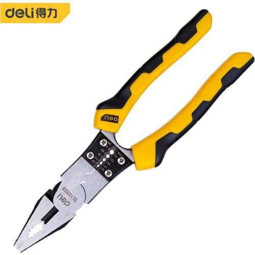 Deli CR-V Multitool Pliers Crimping Tool Wire Stripper Cable Cutter Crimper Long Nose Plier For Electricians Hand Tools Nipper