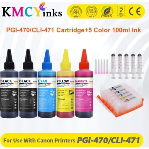 KMCYinks For Canon PGI470 TS5040 TS6040 TS 5040 Refillable ink cartridge PIxma printer 5 Color ink cartridge ARC Chip full ink