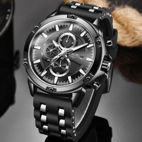 Relogio Masculino 2020 New Warterproof Silicone Sports Mens Watches LIGE Top Brand Luxury Business Quartz Watch Men Chronograph