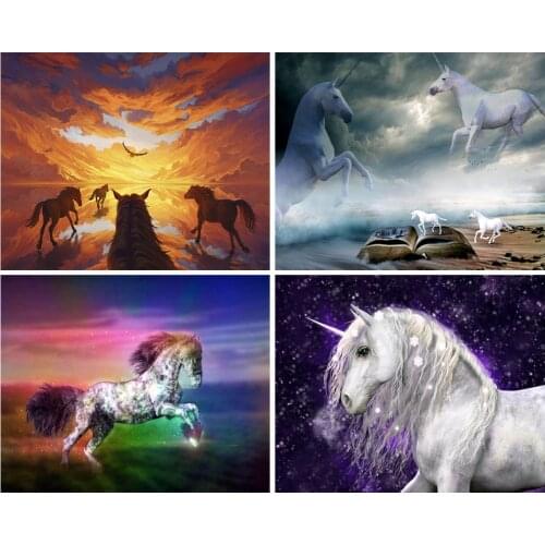 DIY 5D Poured Glue Diamond Painting Kits Scalloped Edge Horse Full Round Drill Embroidery Set Unbelievable Animal Decoration Art