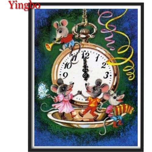 New Diamond Painting Kit Animal 5D DIY Diamond Embroidery Cartoon Mouse Clock Pictures Of Rhinestones Mosaic Cross Stitch
