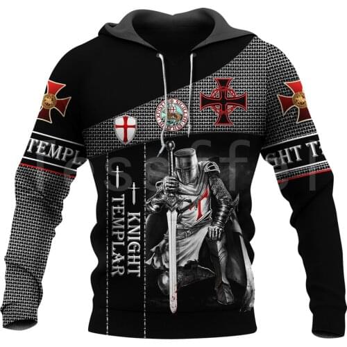 Tessffel Newest Knight Templar Armor Jesus God Guard Cavalier Pullover Streetwear NewFashion 3DPrint Men/Women Funny Hoodies D-9