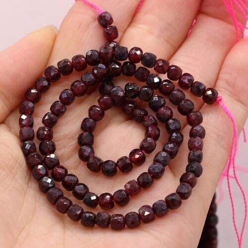 New Beaded Natural Semi-Precious Stones Faceted Irregular Square Garnet Beads for Jewelry Making DIY Bracelet Women Gift 4x4mm
