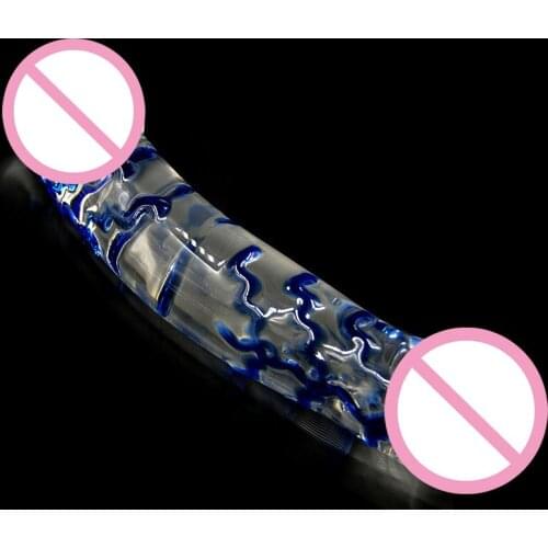 Huge Dildos Super Big Glass Dildo G-Spot Massage Wand Double Ended Crystal Fake Penis Sex Toys for Women