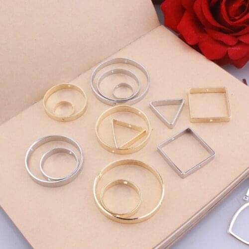 Wholesale Price Geometric Graphic Jewelry Materials Simple Round Square Traingle Metal Bracelet Necklace Earring Pendant Charms