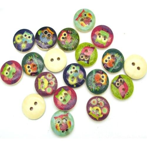 100pcs Mixed Wooden Round Buttons For Clothing Needlework Scrapbooking Wood Botones Decorative Crafts Diy Accessories