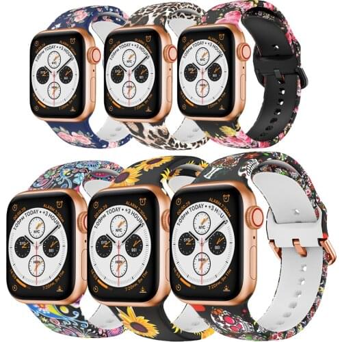 Straps for apple watch se 6 5 4 44mm 40mm women band Floral Silicone Printed Fadeless Pattern for iwatch bands 3 42mm 38mm wrist