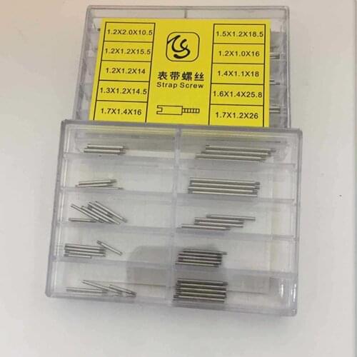 Watch Strap Screws Metal Watch Band Screw Assortment Tube Clasp Strap Bracelet Screws with Box For Watchmaker Watch Repair Tool