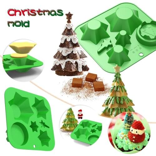 2PCS Christmas Tree Pattern Silicone Mold Chocolate Cake Mold Baking Non-stick And Heat-resistant Kitchen Handmade Tool New Year