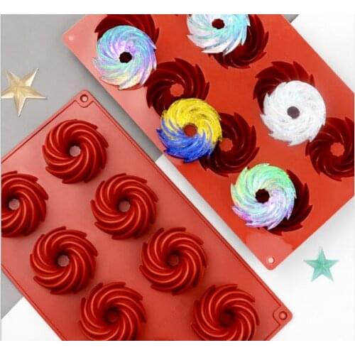 8-hole swirl silicone cake mold Donut jelly cookie chocolate Home baking DIY tools