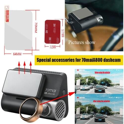 For 70mai A800 A800S 4K Dash Cam Special CPL filter,Electrostatic film,3M adhesive, accessories