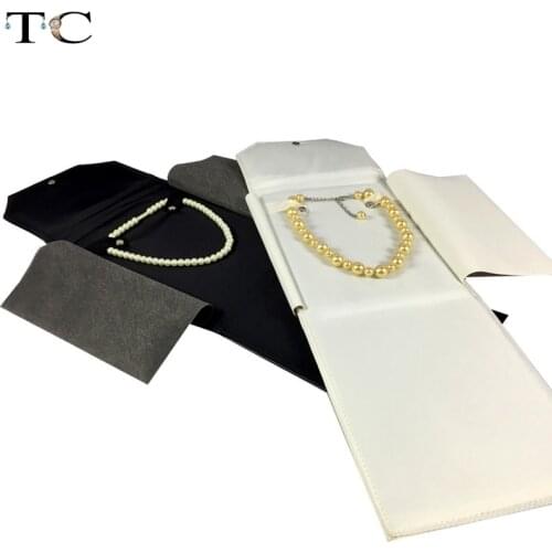 Black/White PU Leather Jewelry Roll Bag For Necklace Pendant Box Organizer Jewellery Storage Portable Display Cases 18*23.5cm