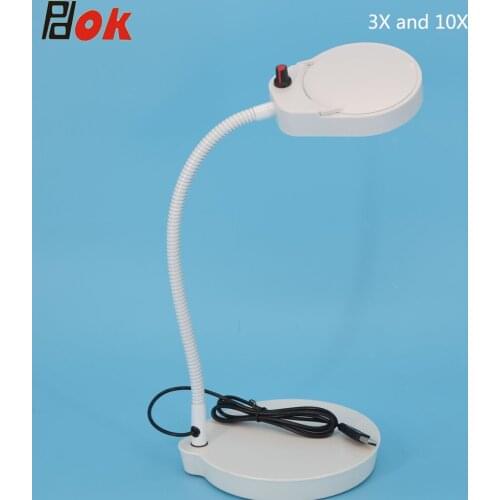White Color LED Cosmetic desktop Magnifying lamp 5X inspection lamp PDOK