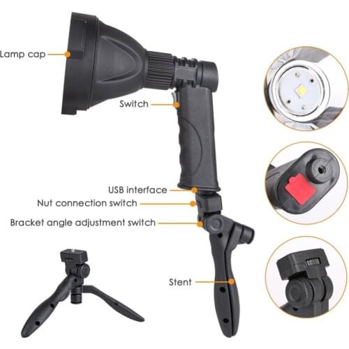 Unique Hand Light ultra-bright beam Built-in lithium battery USB cable flashlight Pivoting Collapsible stand Camping Light