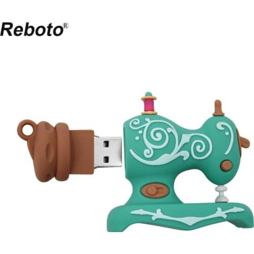 Reboto Sewing machine USB Flash Drive 32GB 64GB 16GB 8GB USB 2.0 Cute Cartoon Scissors Memory Stick 4GB Mini Pendrive U Disk
