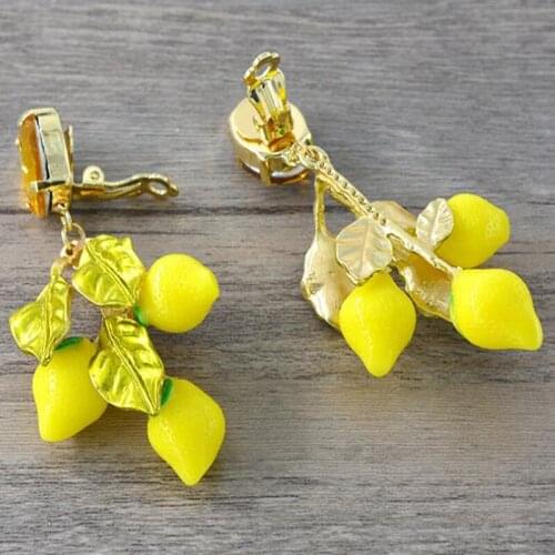 2019 Women New Vintage tassel Drop Earrings Gold Dangle Flower Earrings Baroque Statement yellow lemon green leaves Earrings