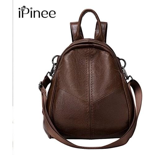 Women Backpack High Quality Genuine Leather Mochila Escolar School Bags For Teenagers Girls Top-handle Backpacks iPinee Fashion