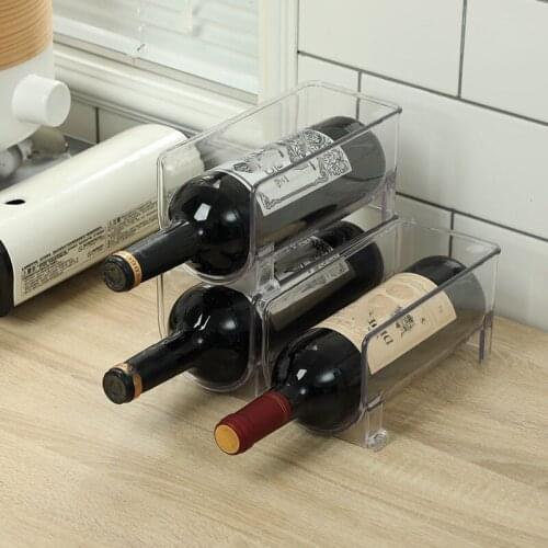 1/2pcs Refrigerator Organizer Kitchen Wine Bottle Storage Rack Drawer Type Cans Beverage Storage Box Stackable Wine Rack Holder